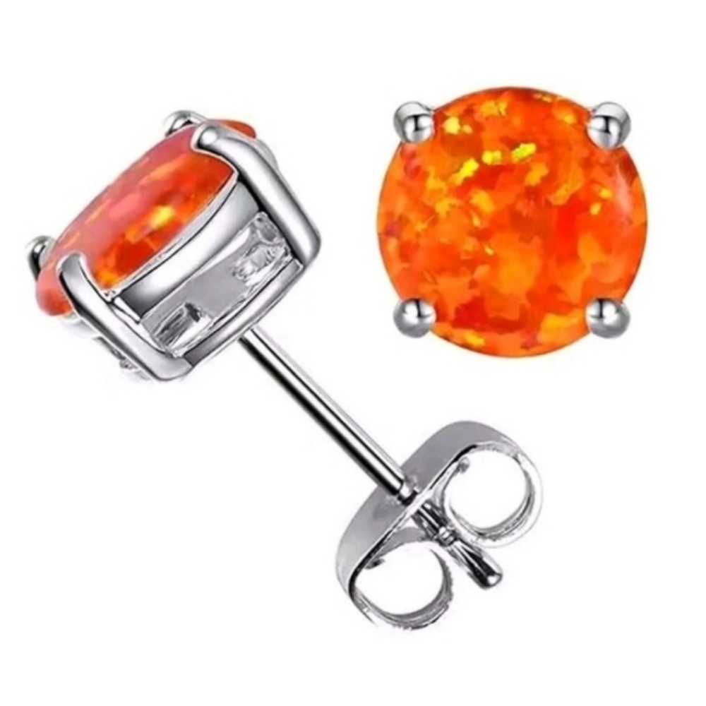 Stunning Orange Opalescent Stud Earrings